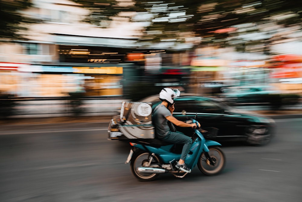 a person riding a scooter