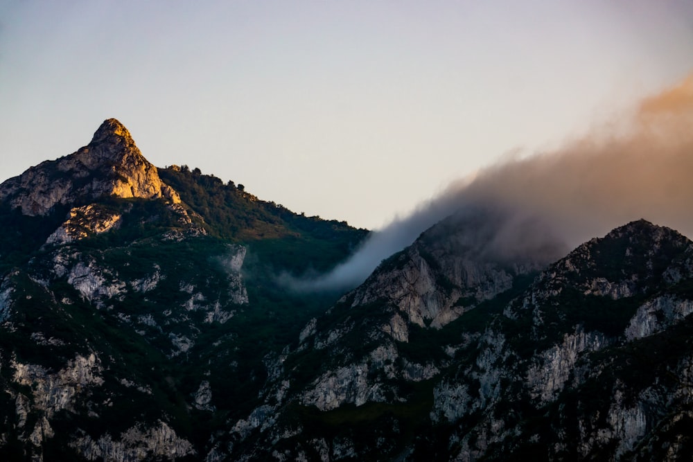 a mountain with snow