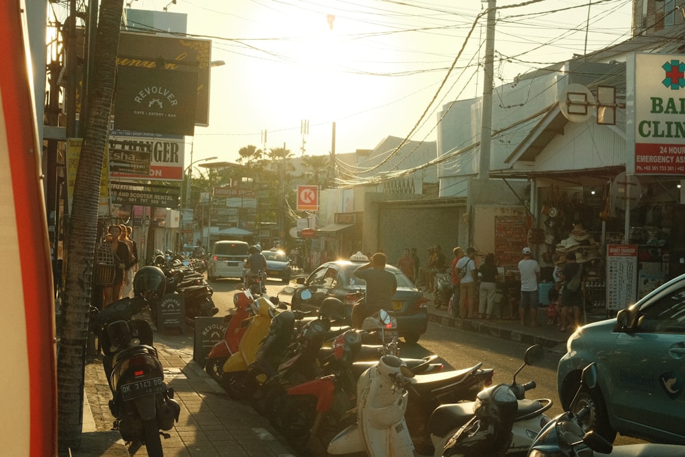 a group of people riding motorcycles on a city street