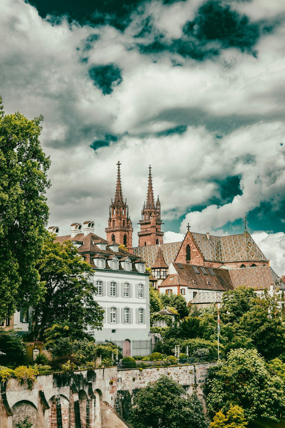 a large building with towers