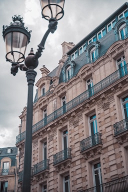 a building with a lamp post