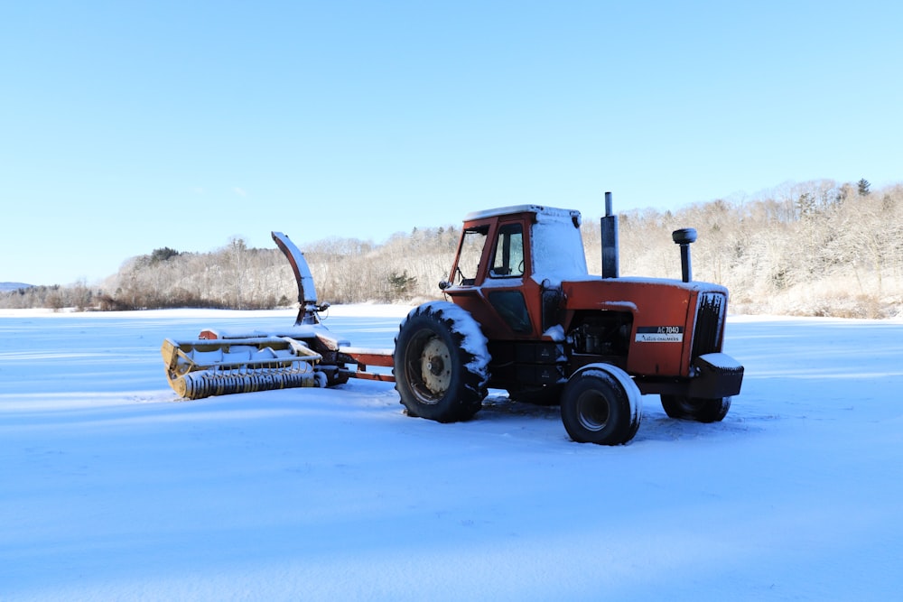 a tractor in the snow