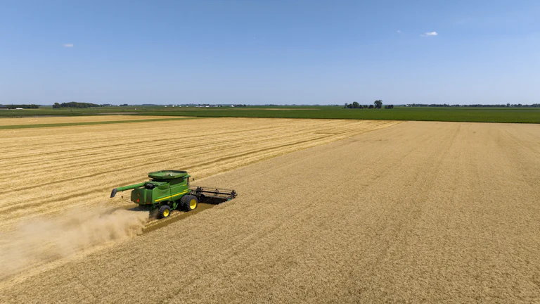 Agricultural equipment working in a field