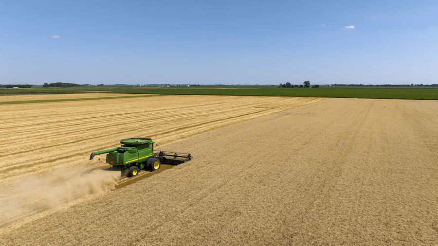 Agricultural equipment working in a field