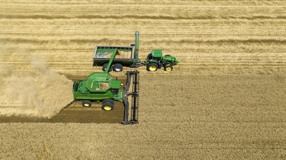 a tractor in a field