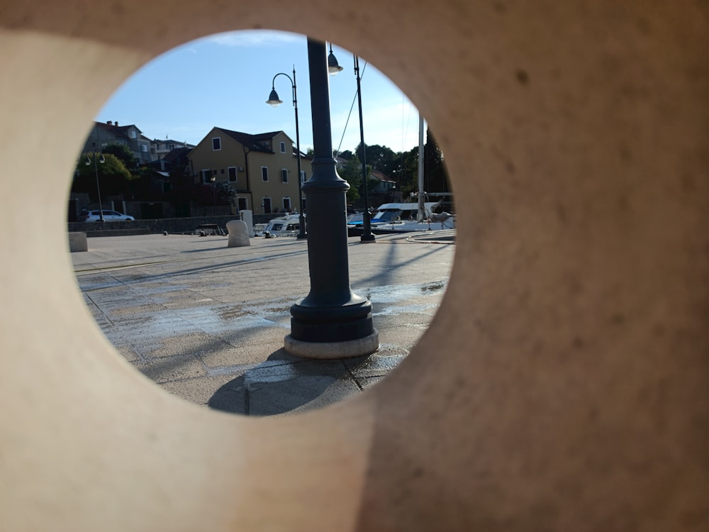 a street light on a pole