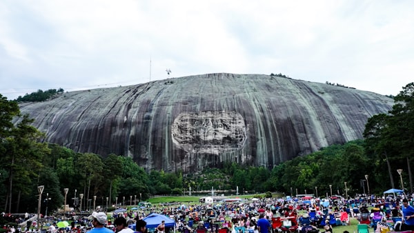 Stone Mountain Georgia with crowd at base east Atlanta metro landmark