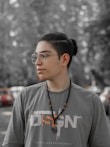 a person wearing glasses