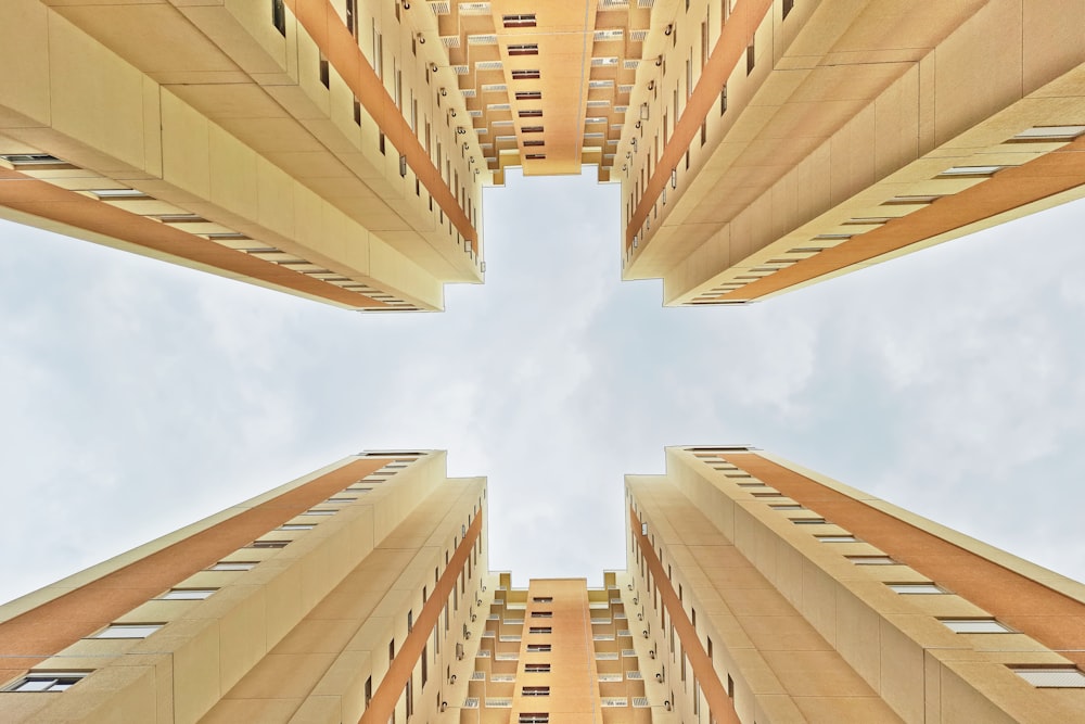 a view looking up at a building