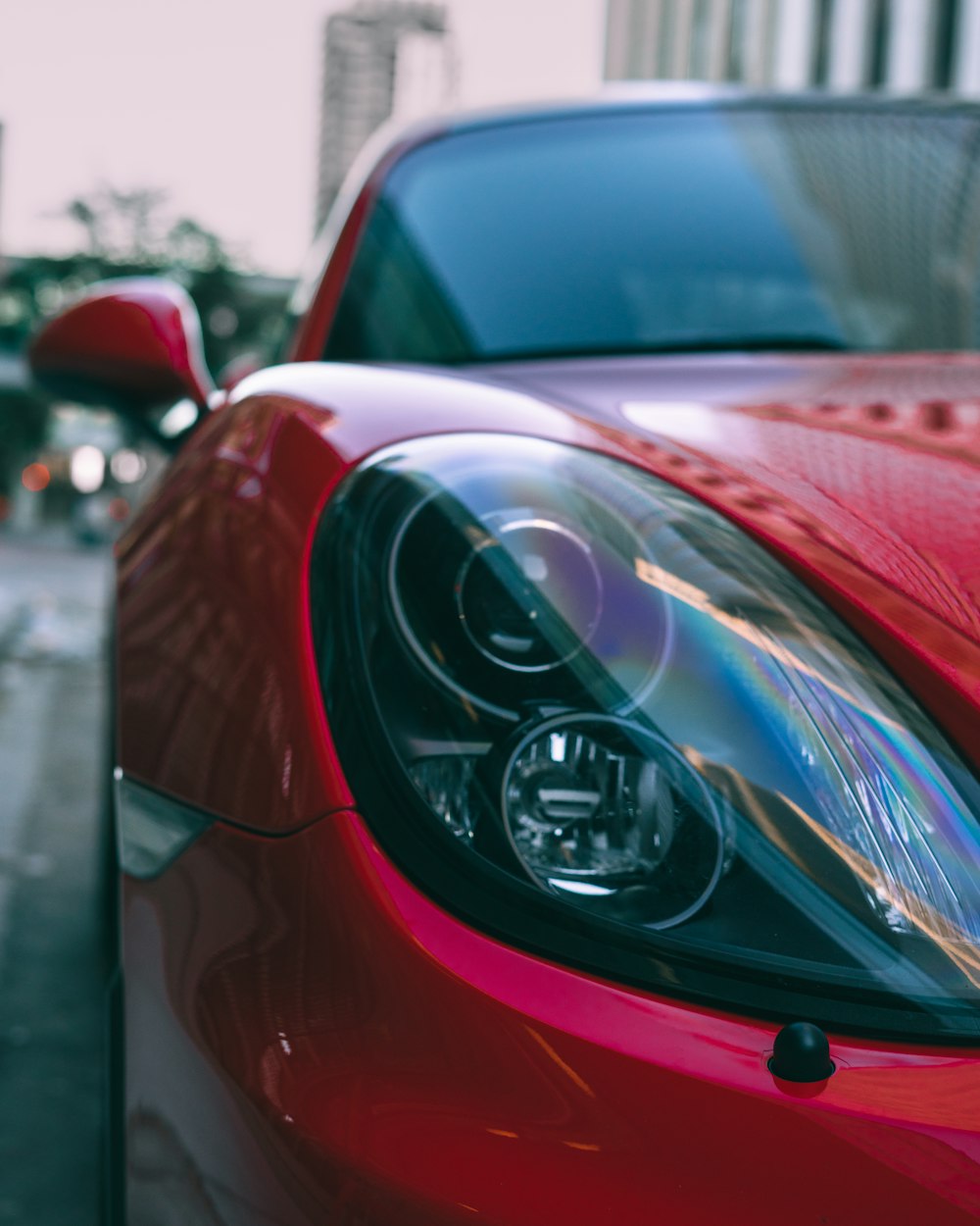 a red car with a blue light