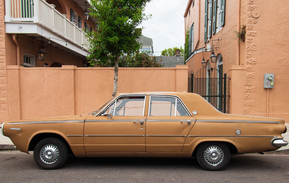 a car parked on the side of a street