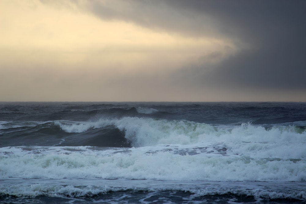 waves crashing on a beach