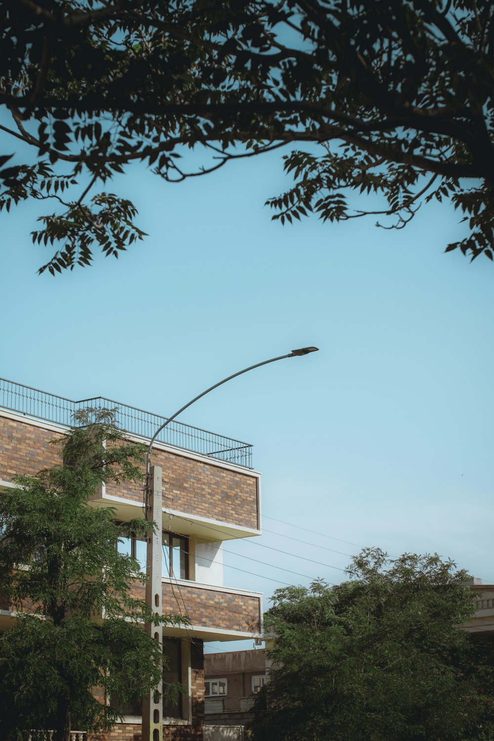 a building with a metal railing