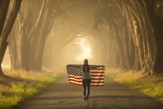 a person holding a flag