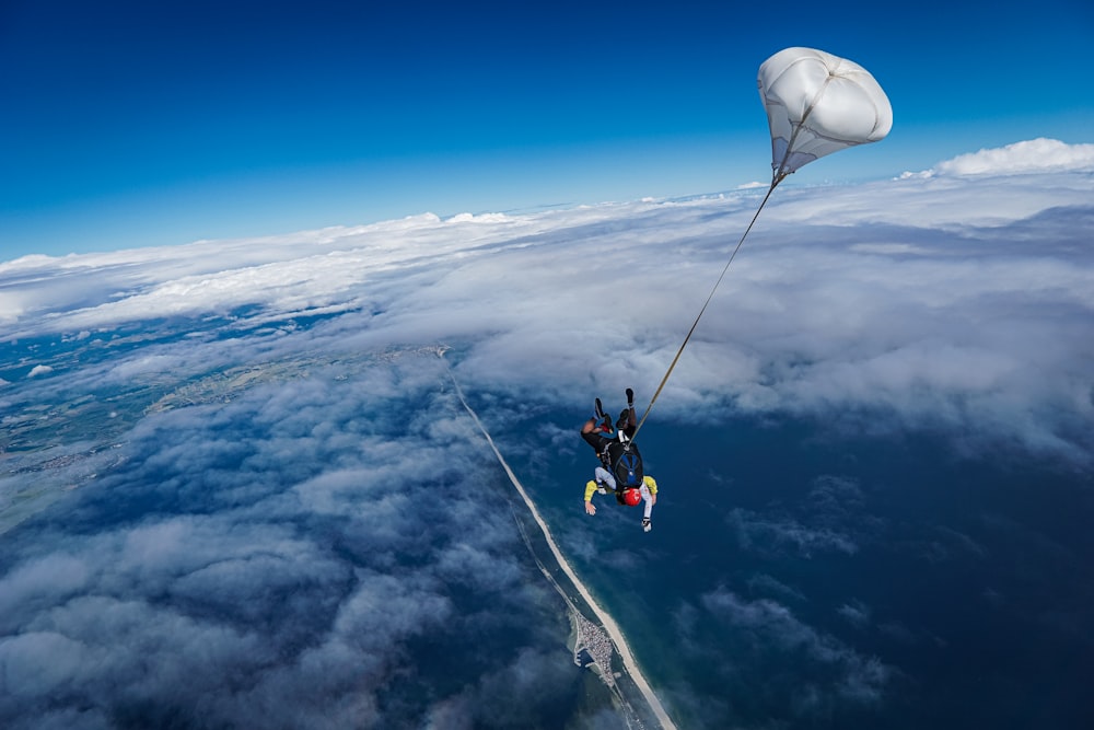 a person skydiving in the air