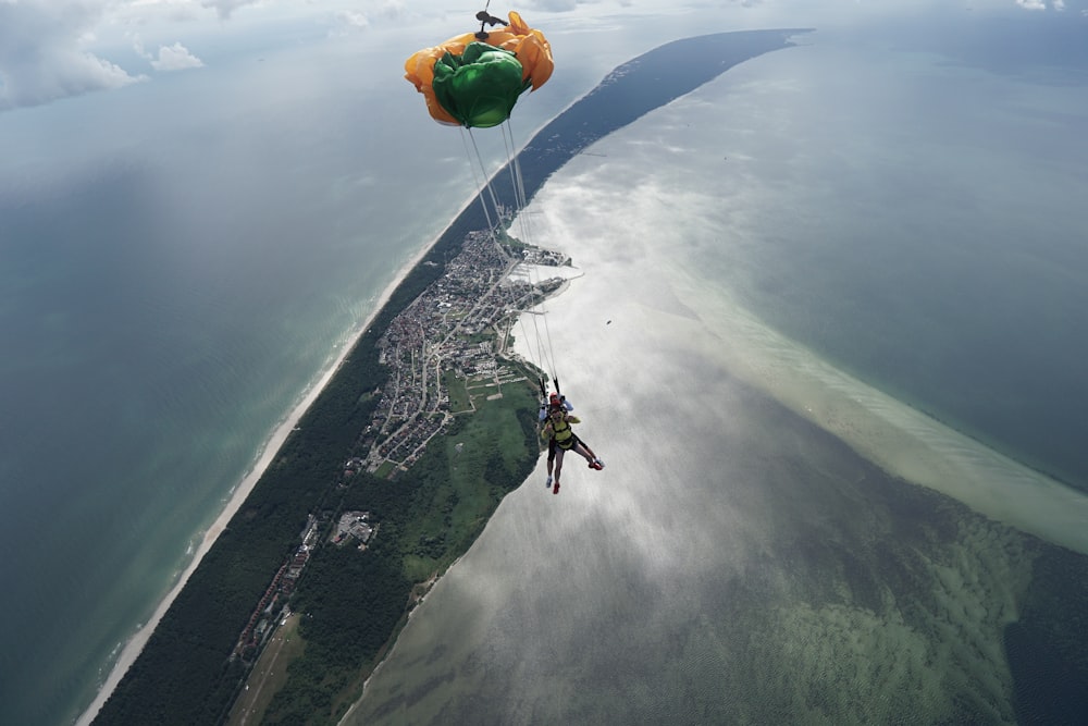 a person parachuting on a parachute