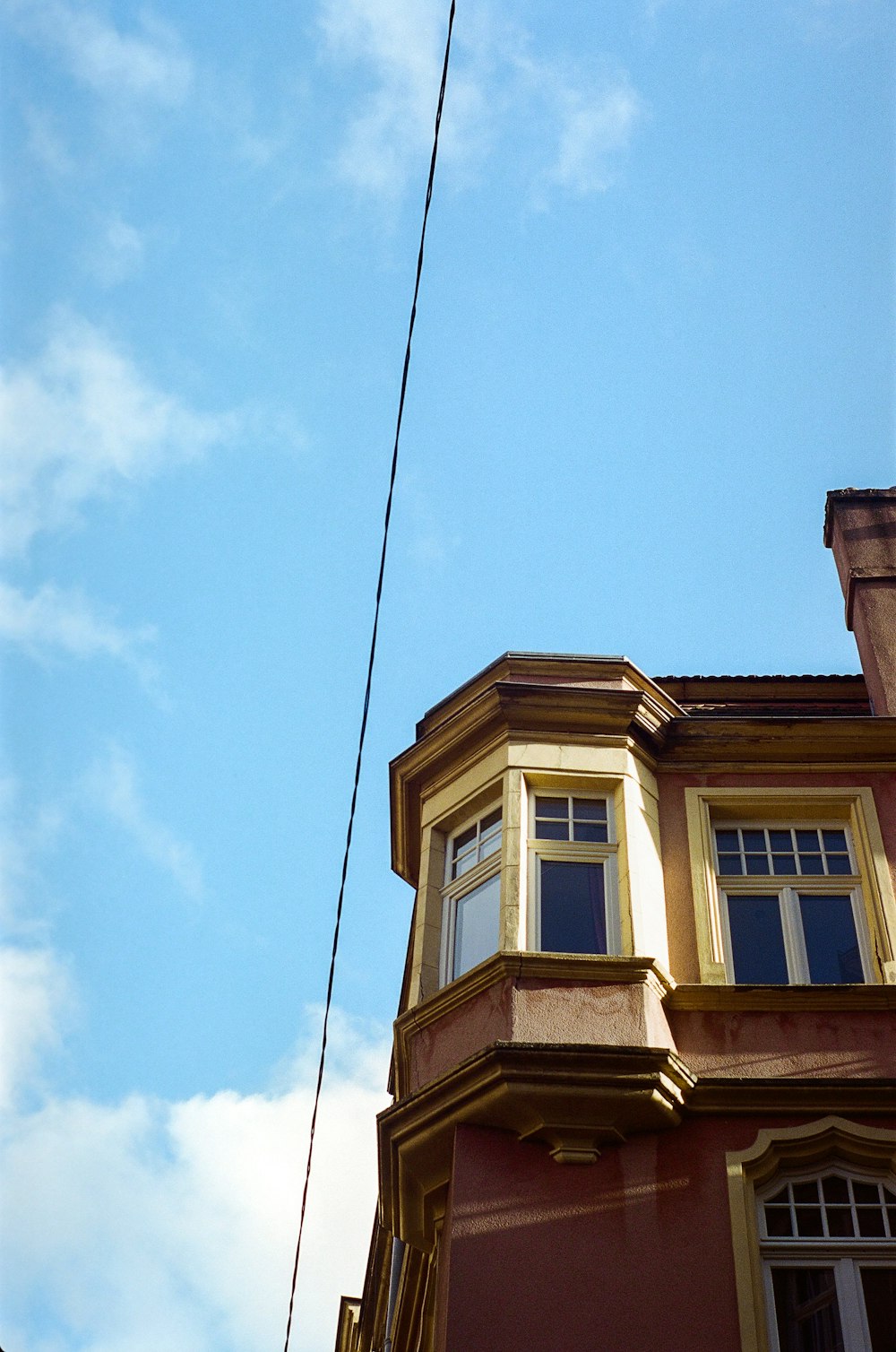 a building with a blue sky