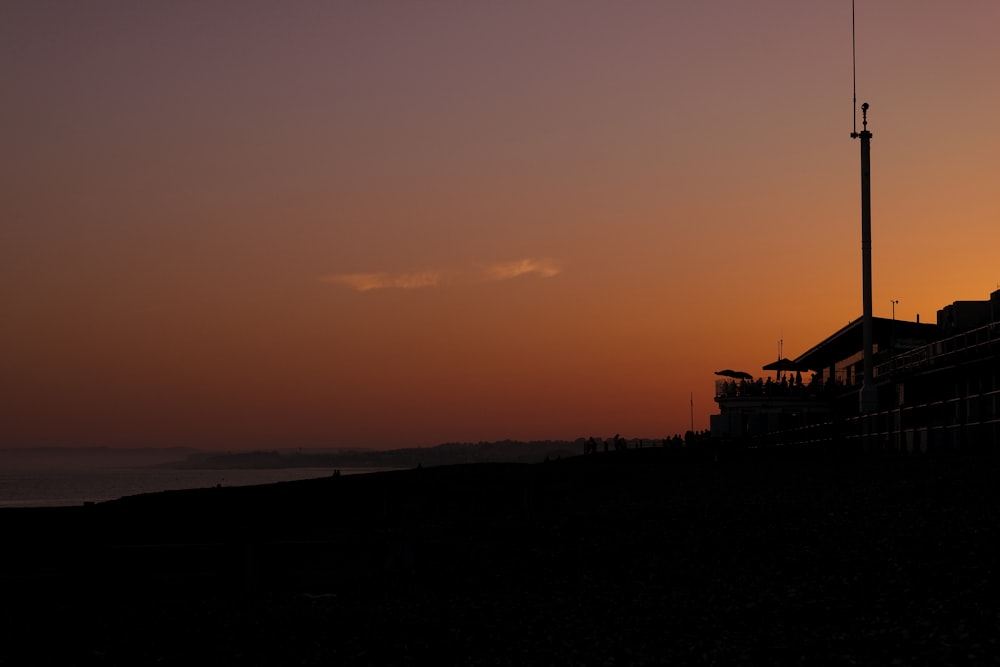 a sunset over a beach