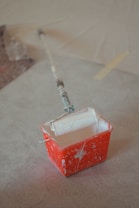 a red and white box