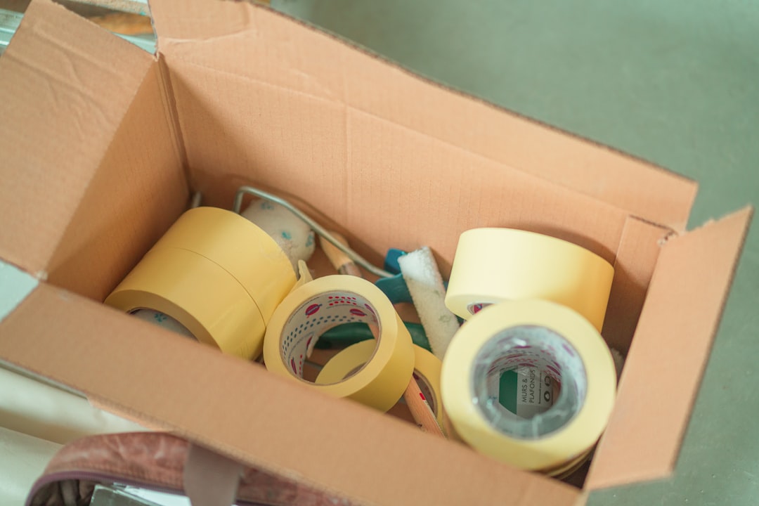 box of painting supplies