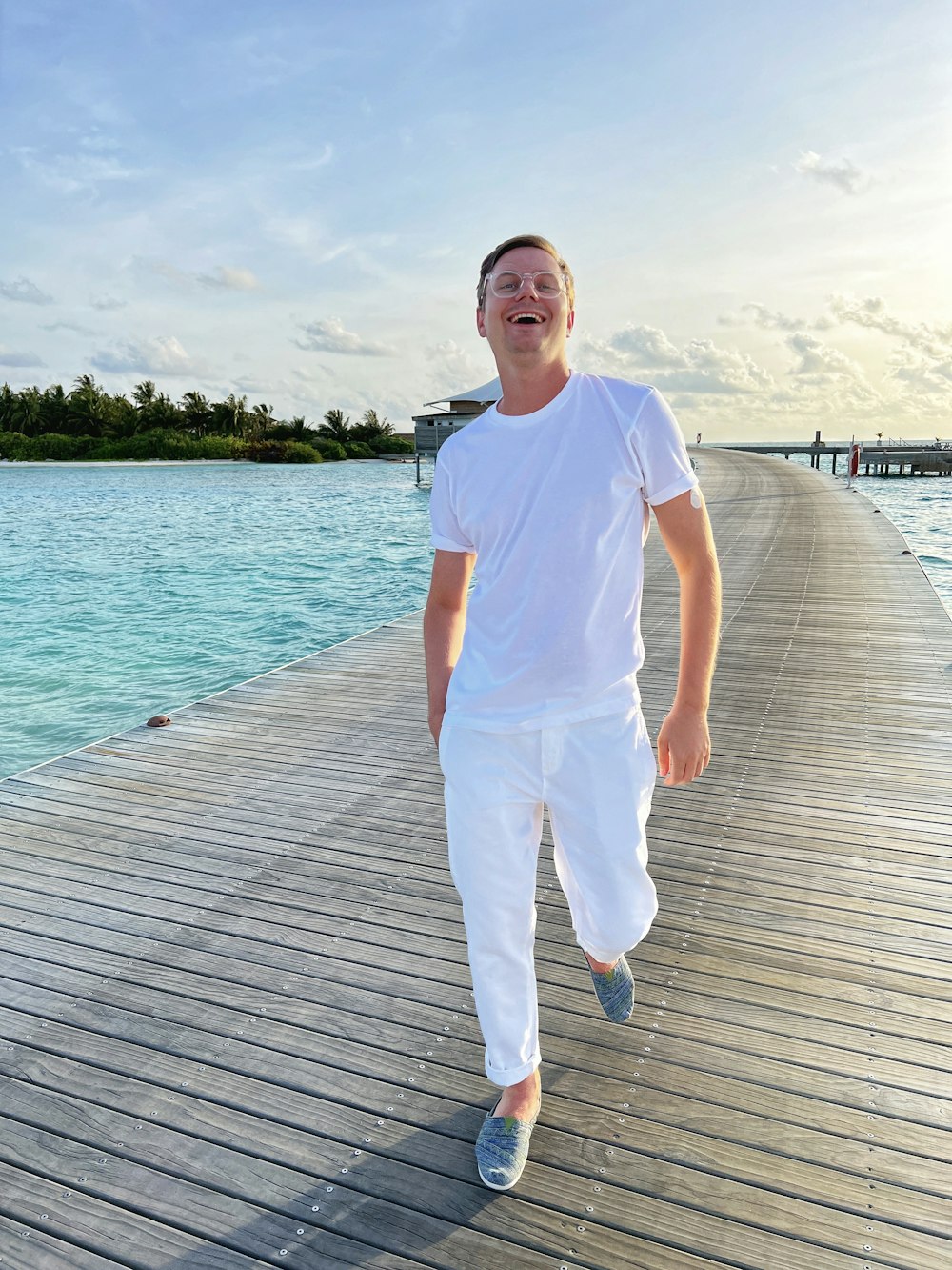 a man standing on a dock