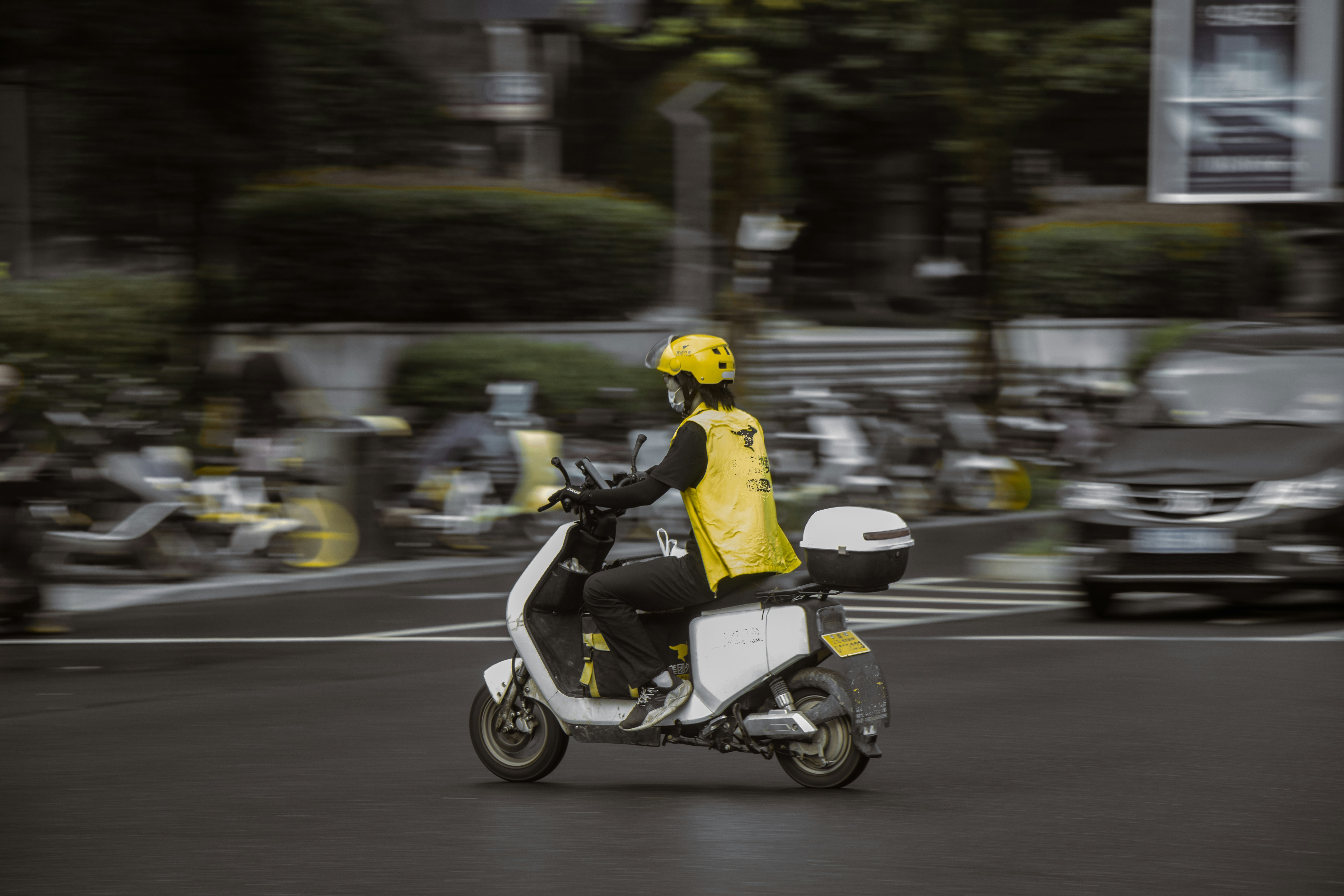 a person riding a scooter
