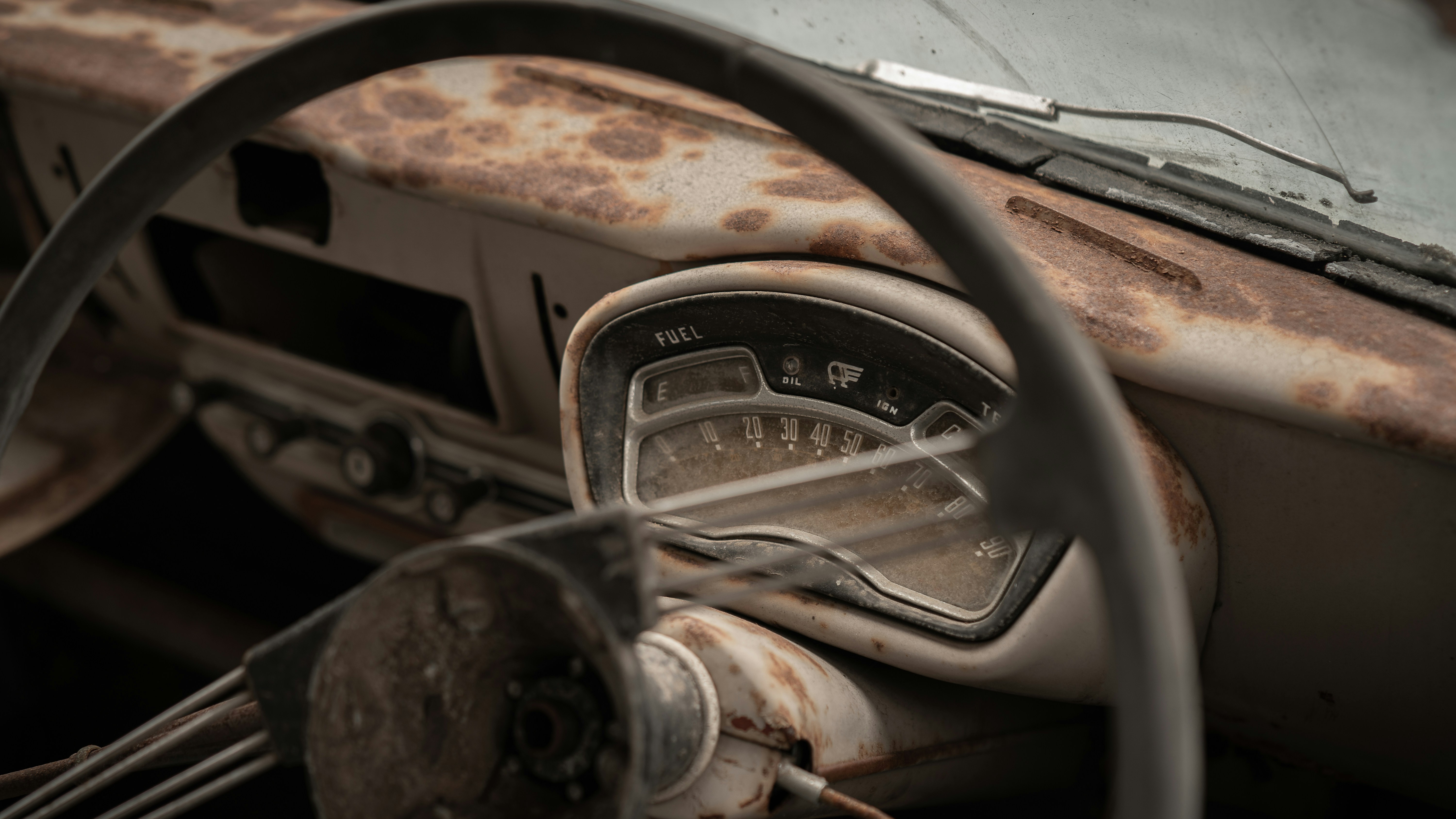 Close up of car steering wheel