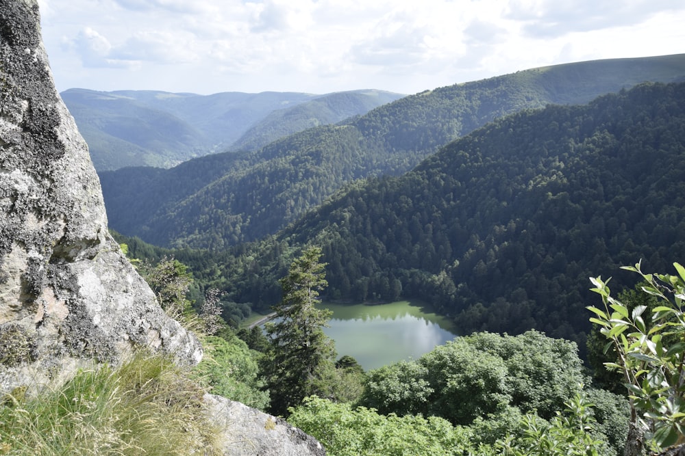 a lake surrounded by mountains