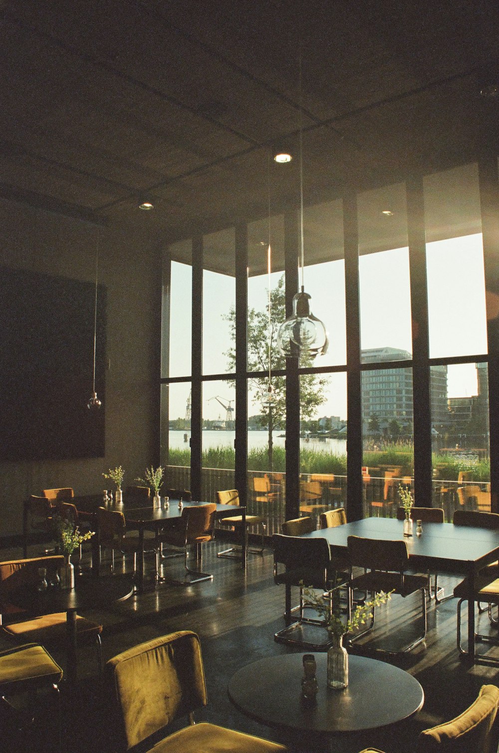 a room with tables and chairs