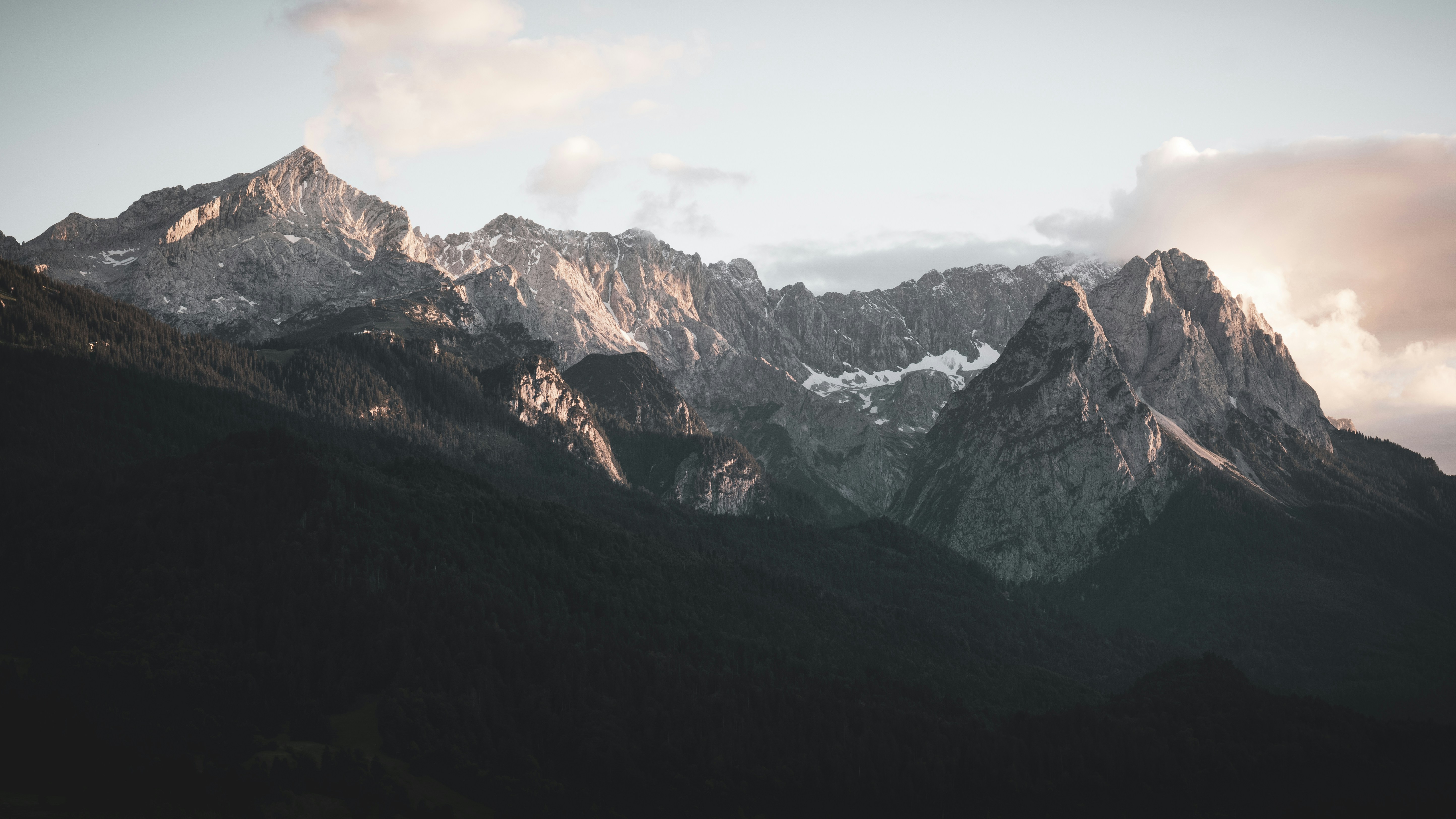 a mountain with snow, Zugspitze, tallest mountain in germany