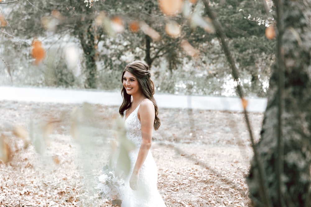 a woman in a white dress