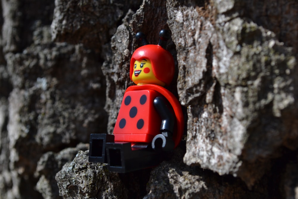 a toy on a rock