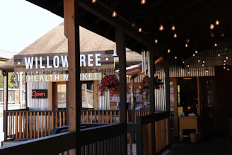 a building with a sign on the front