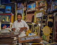 a person sitting in a shop