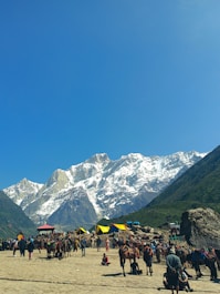 a group of people on a mountain