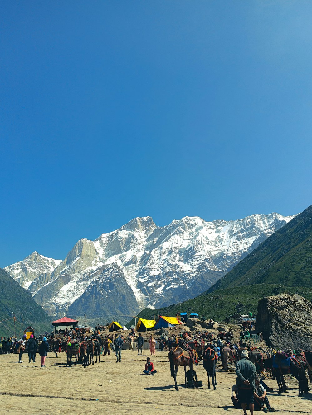 a group of people on a mountain