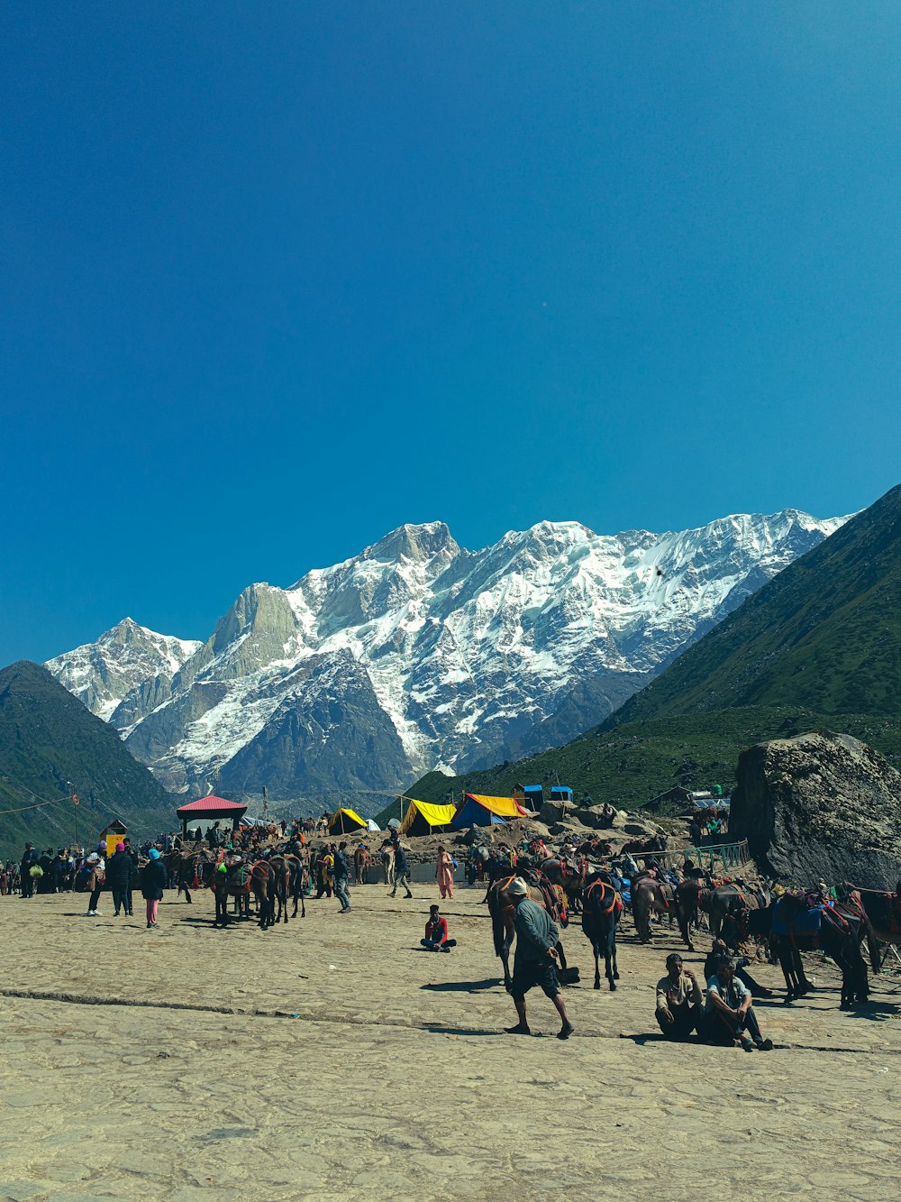 a group of people on a mountain