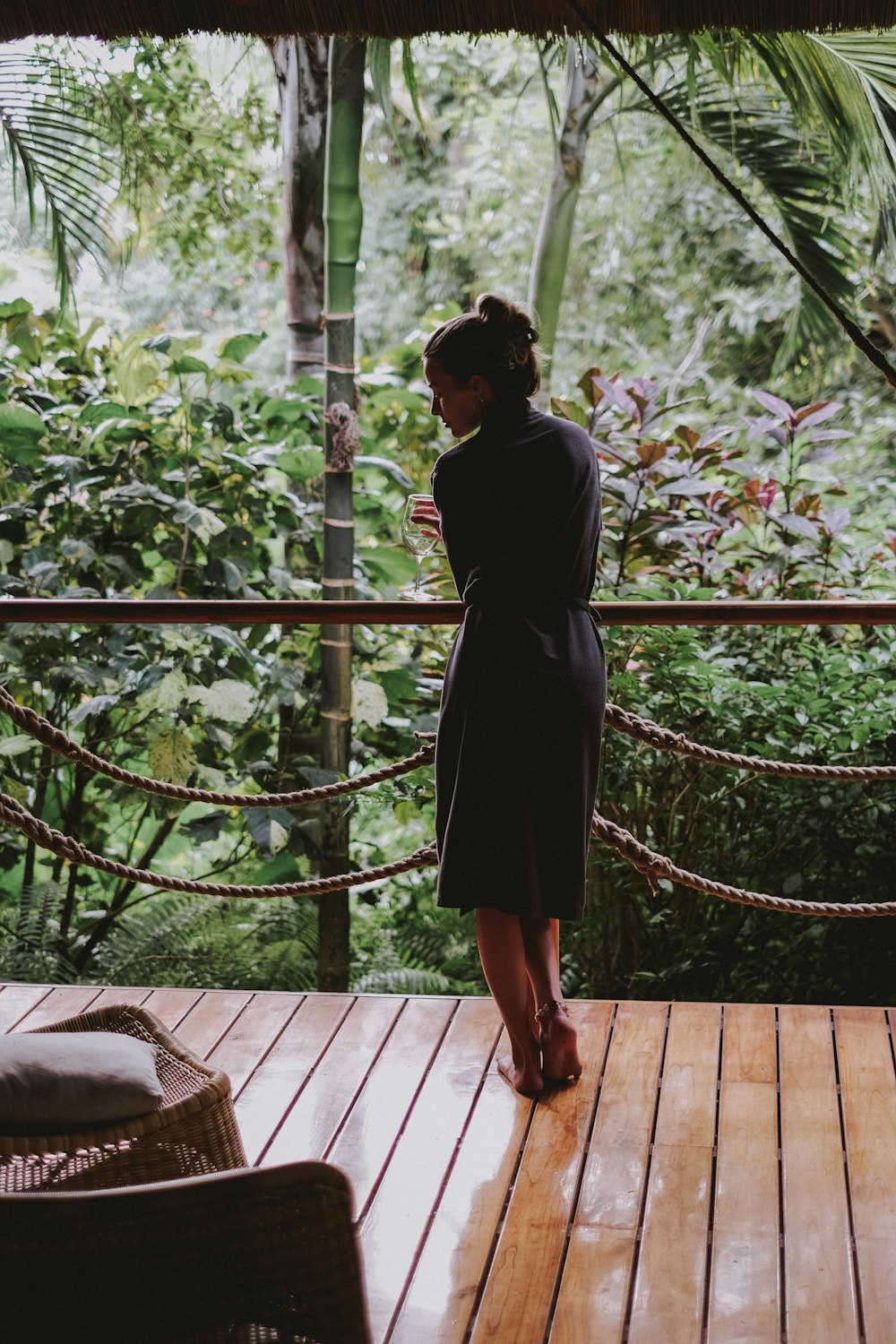 a person standing on a deck