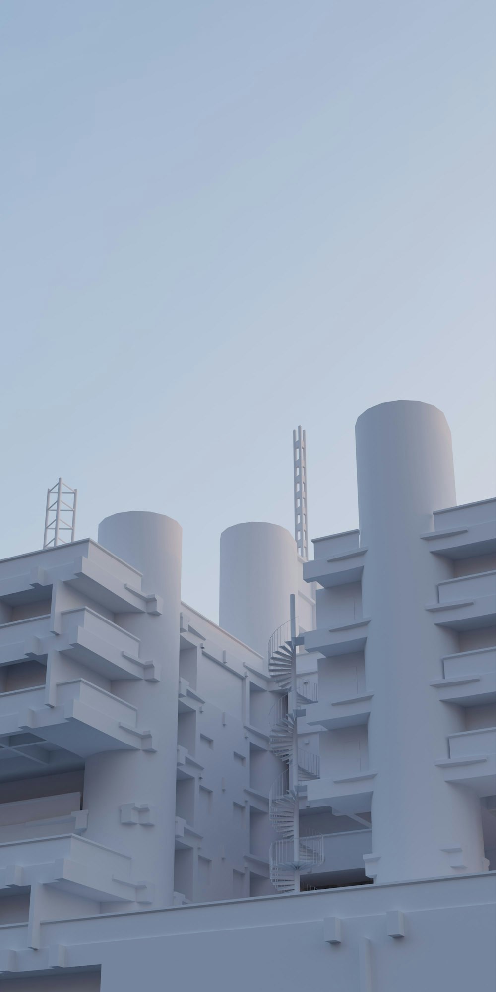 a white building with a ladder