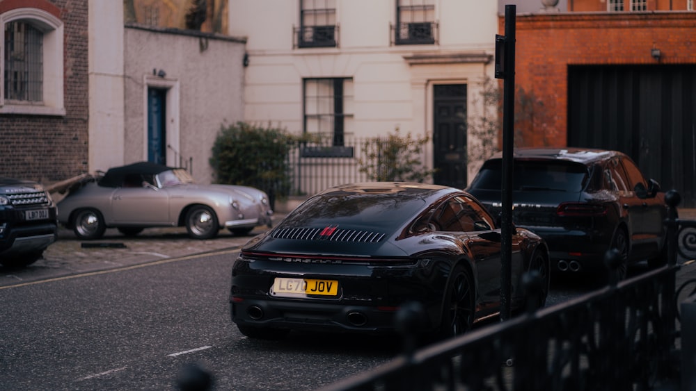 a group of cars parked on the side of a street