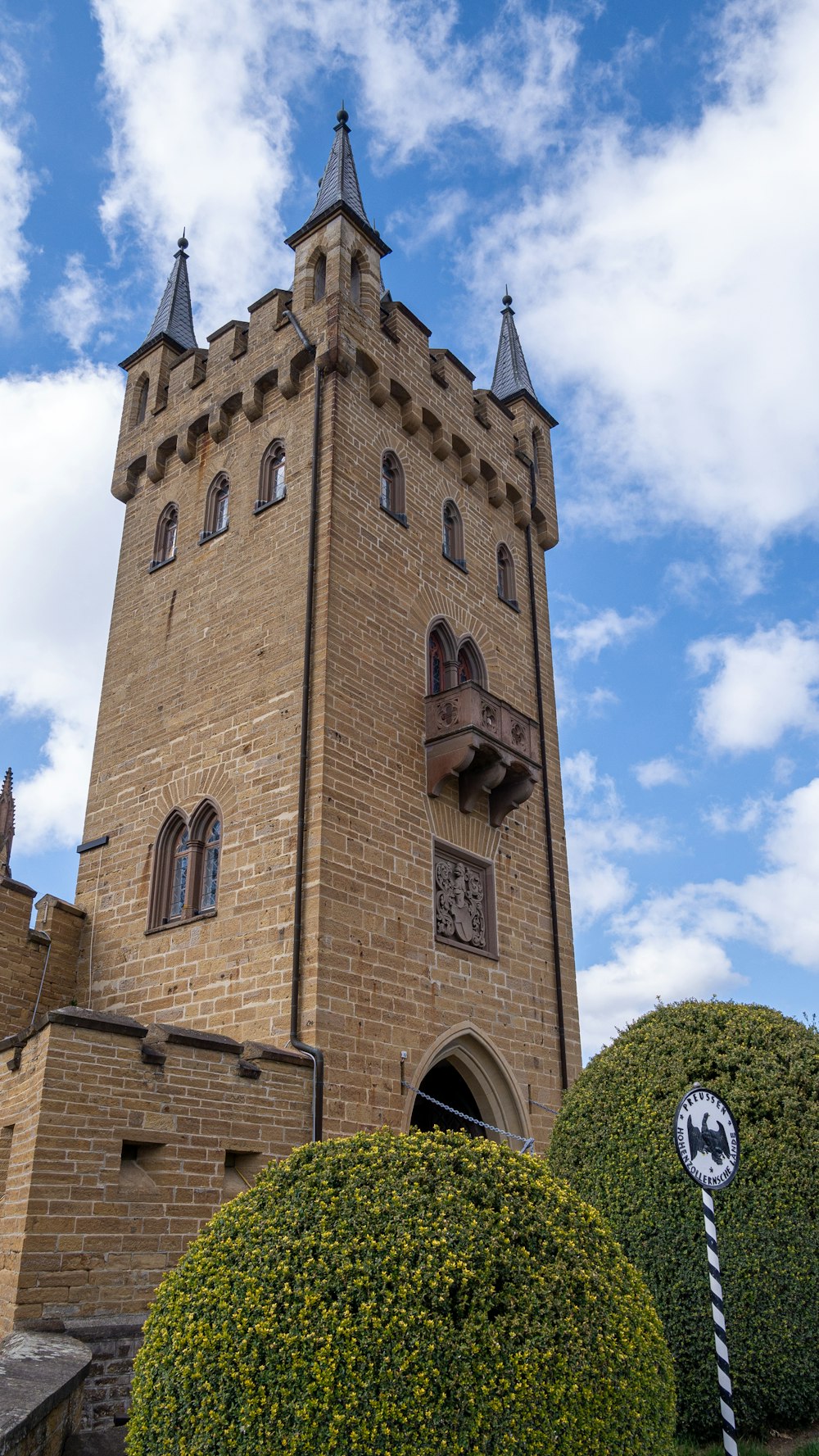 a large brick building with a clock