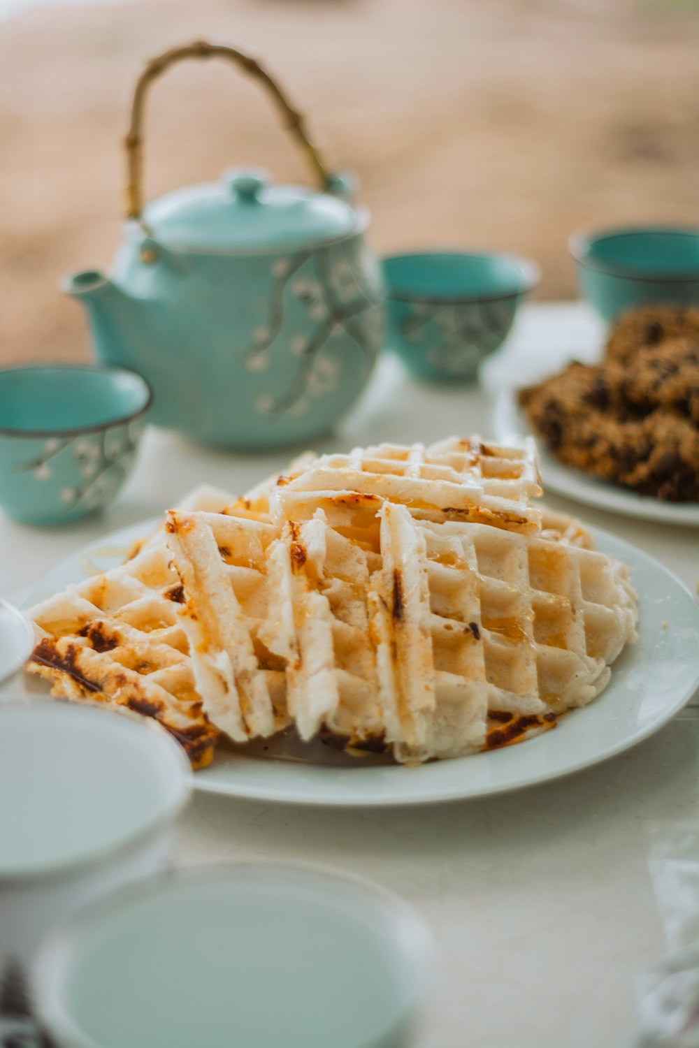 a plate of waffles