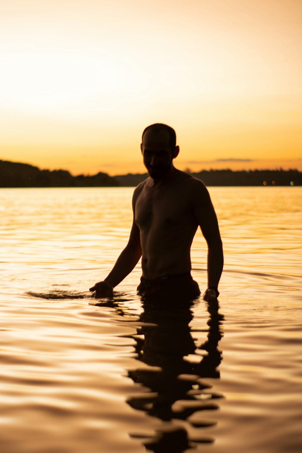 a man standing in water