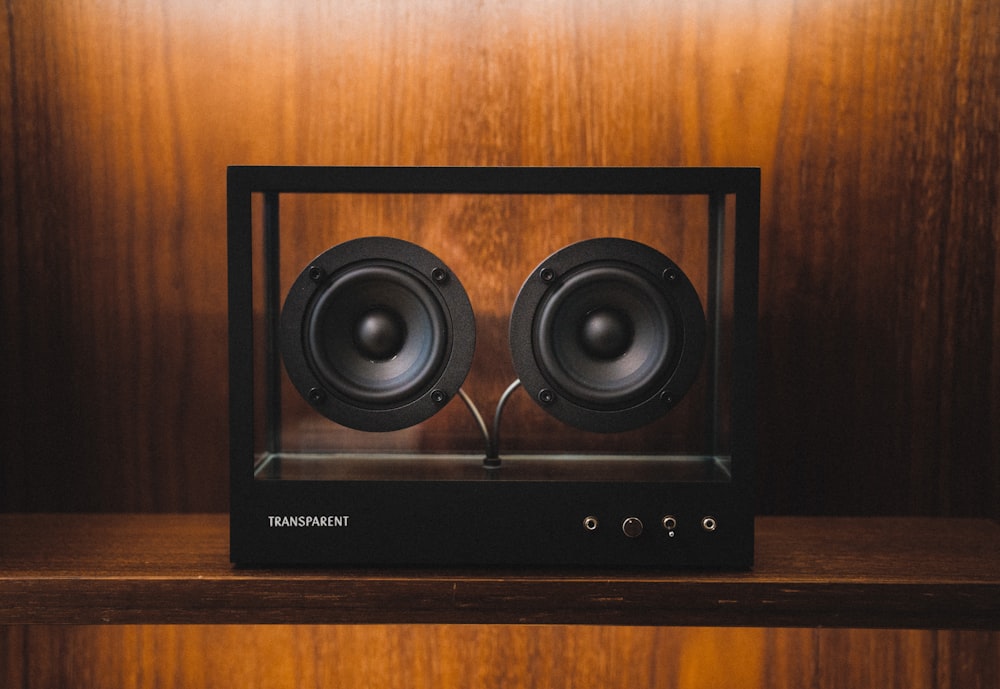 a black and silver speaker