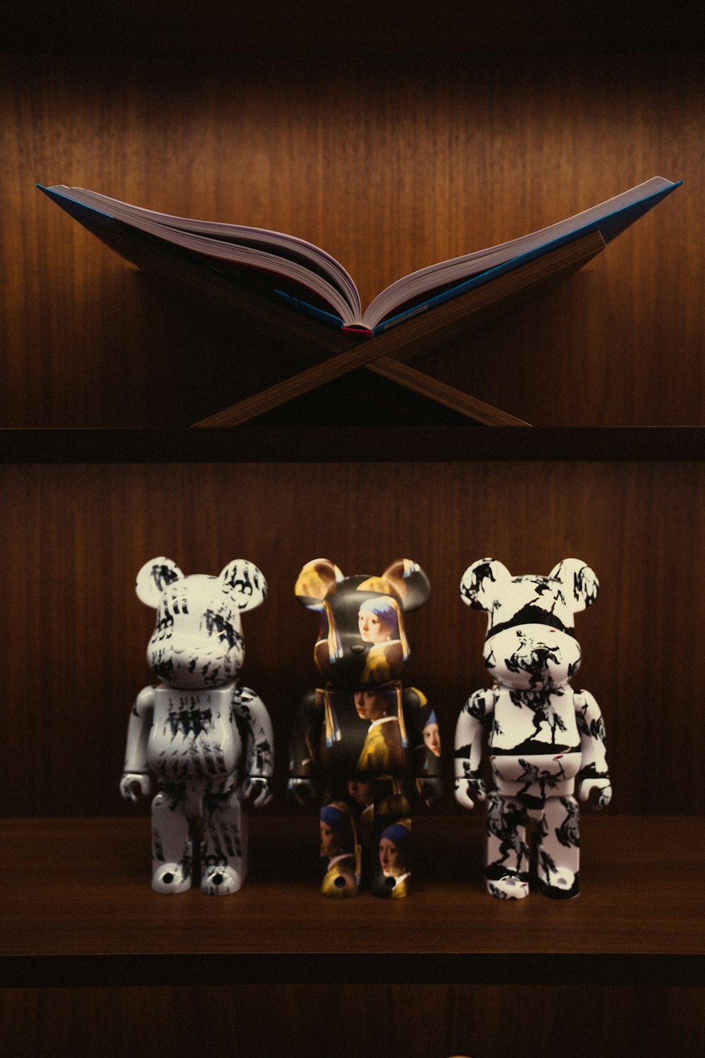 a group of figurines on a shelf