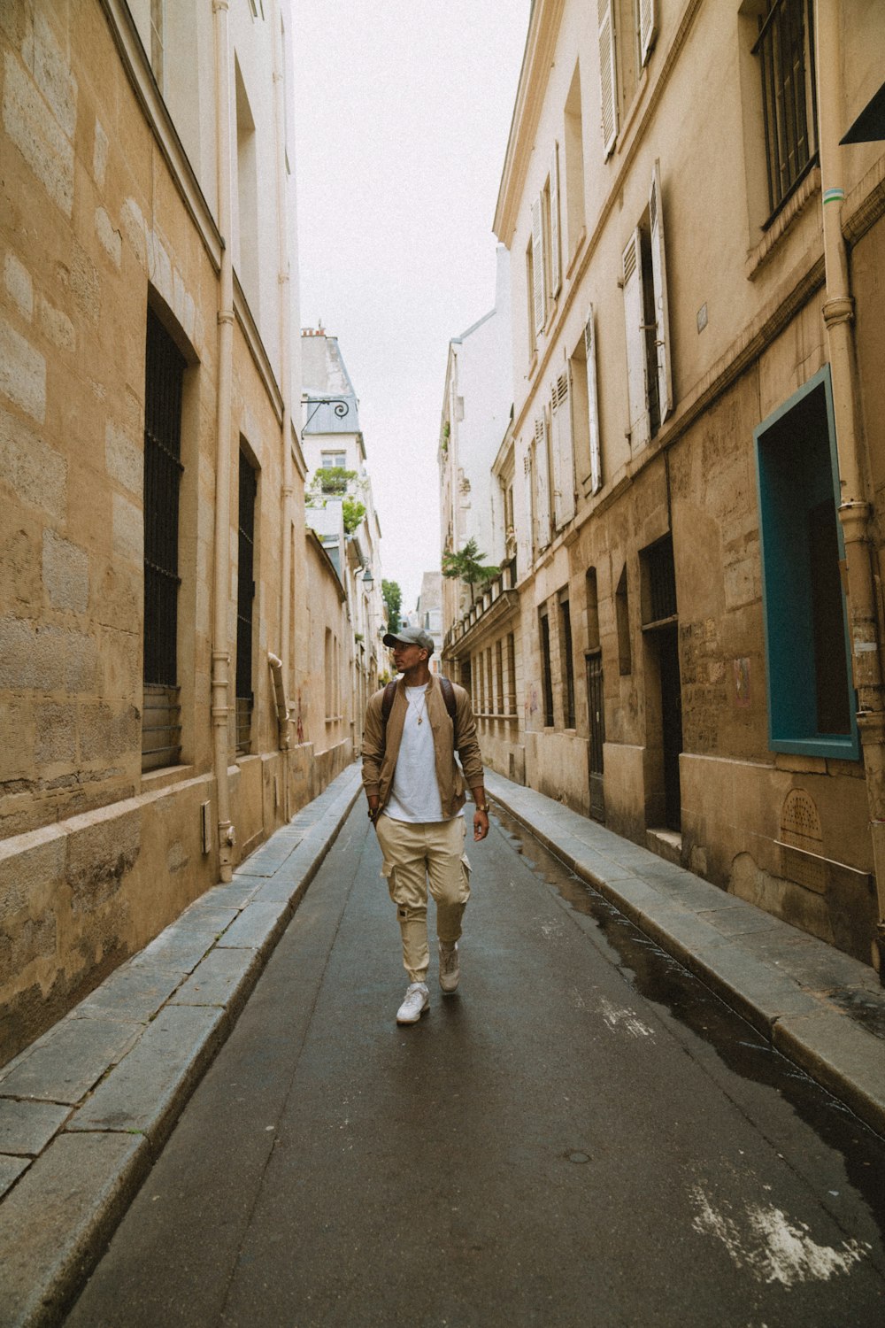 a person walking down a street