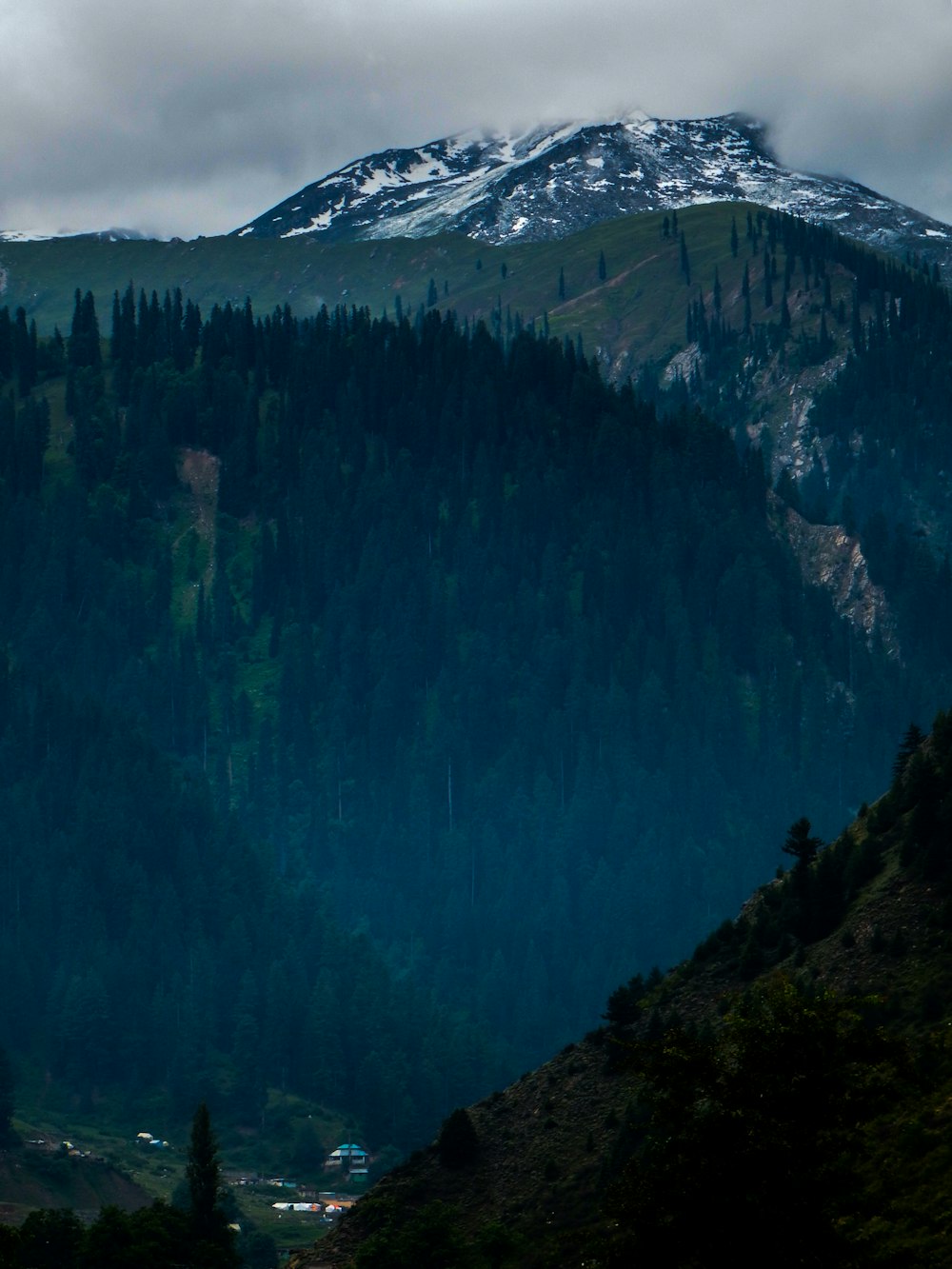 a mountain with snow