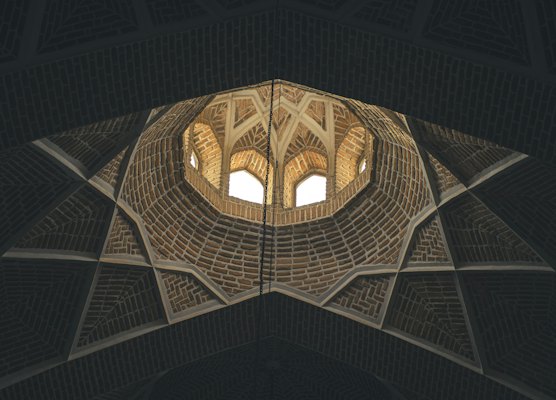 A lit domed ceiling in the old city — Tabriz, Iran