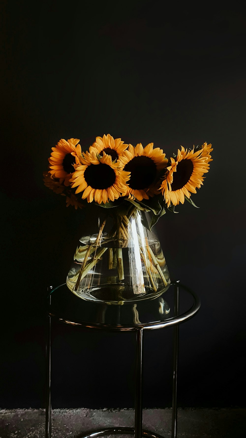 sunflowers in a glass vase