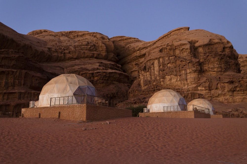 a group of buildings in a desert